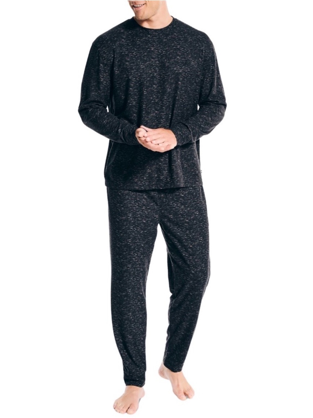 Nautica Men's Waffle Pajama Pant Set, Charcoal Heather | Med